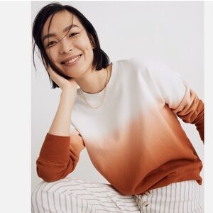 Madewell Dip Dye Mainstay Ombre Crewneck Athlesiure  in Cream and Rust